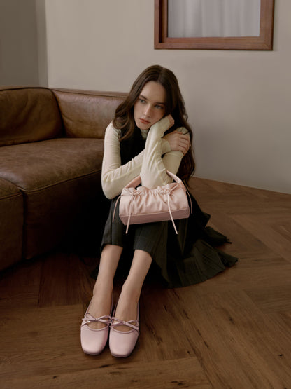 CHARLES & KEITH Customer Favorite | Satin Bow Ballet Flats - Pink