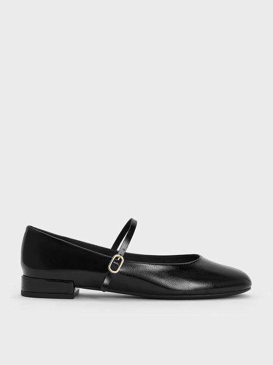 CHARLES & KEITH Latest | Gertrude Patent Mary Janes - Black Patent