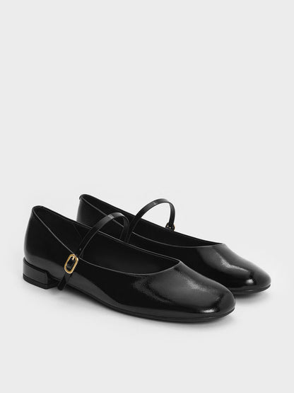 CHARLES & KEITH Latest | Gertrude Patent Mary Janes - Black Patent
