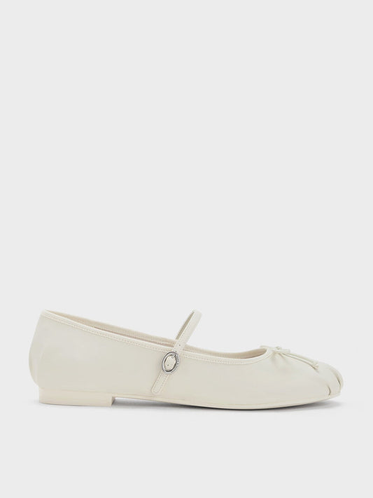 CHARLES & KEITH Premium | Emiko Bow Mary Jane Flats - Chalk