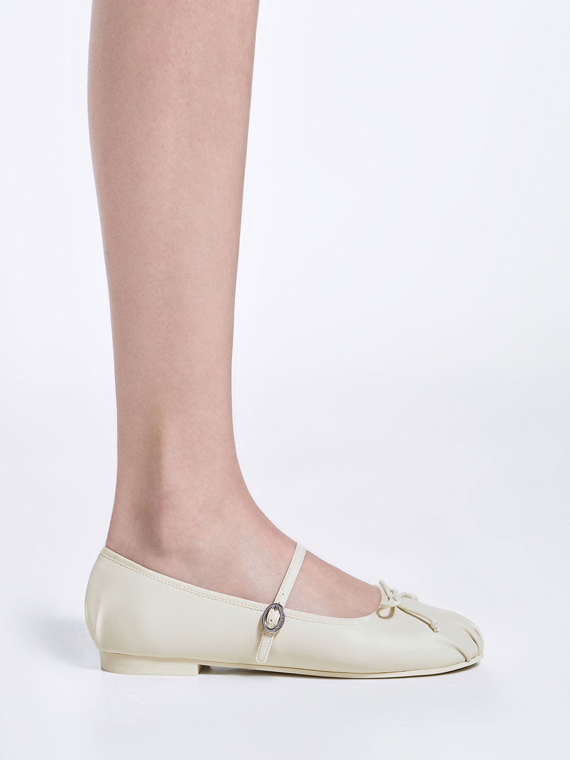 CHARLES & KEITH Premium | Emiko Bow Mary Jane Flats - Chalk