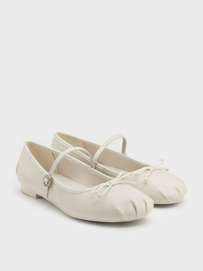 CHARLES & KEITH Premium | Emiko Bow Mary Jane Flats - Chalk