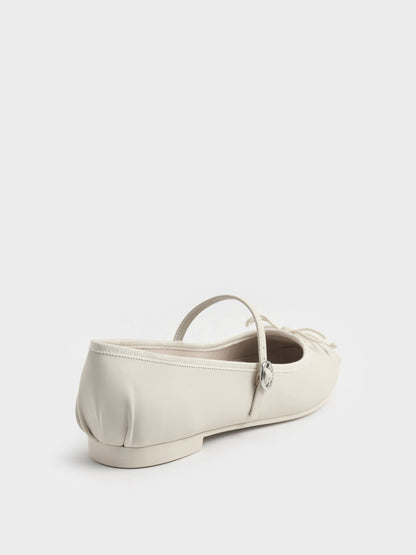 CHARLES & KEITH Premium | Emiko Bow Mary Jane Flats - Chalk