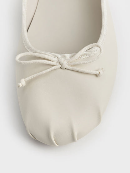 CHARLES & KEITH Premium | Emiko Bow Mary Jane Flats - Chalk