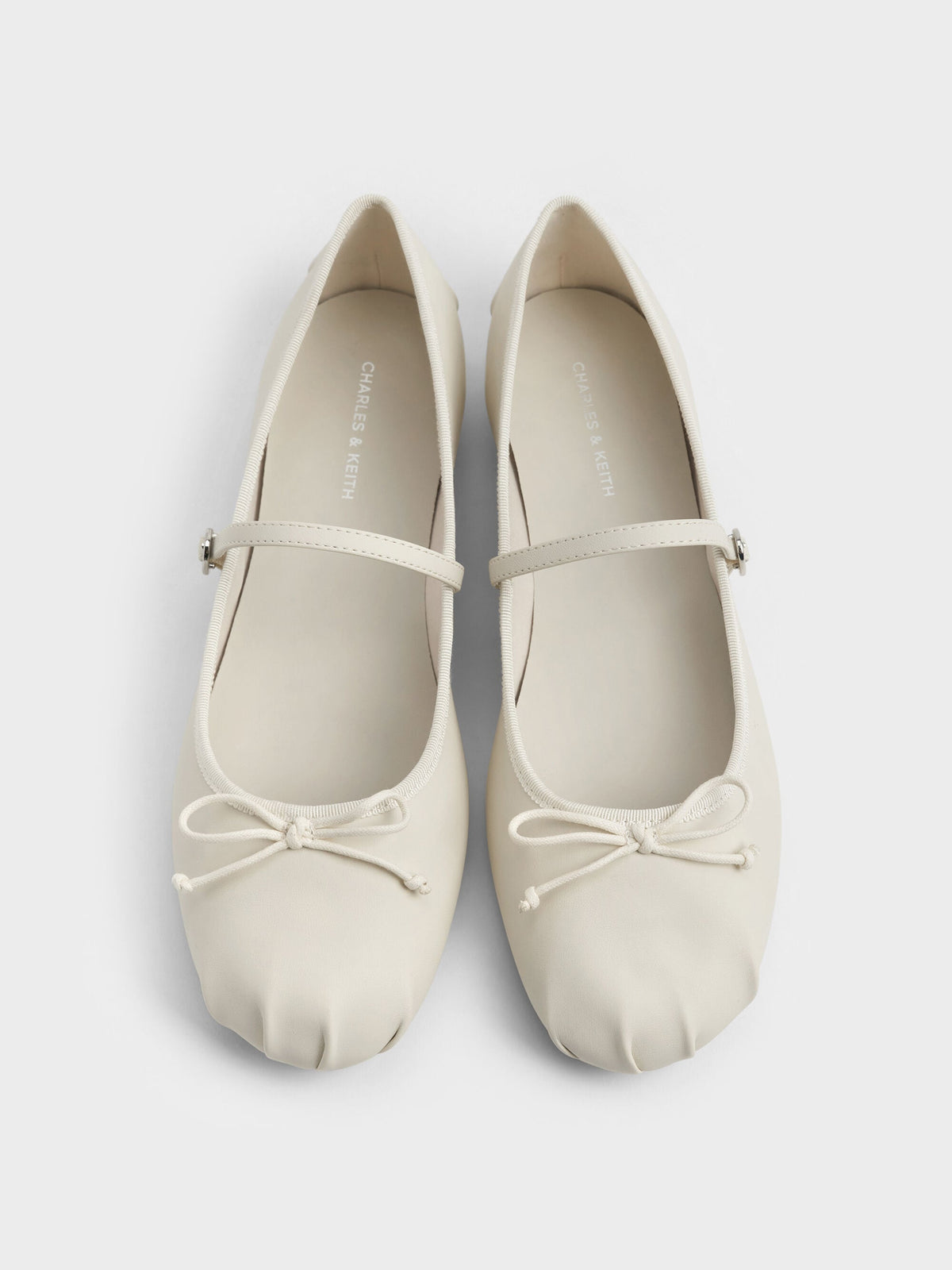 CHARLES & KEITH Premium | Emiko Bow Mary Jane Flats - Chalk