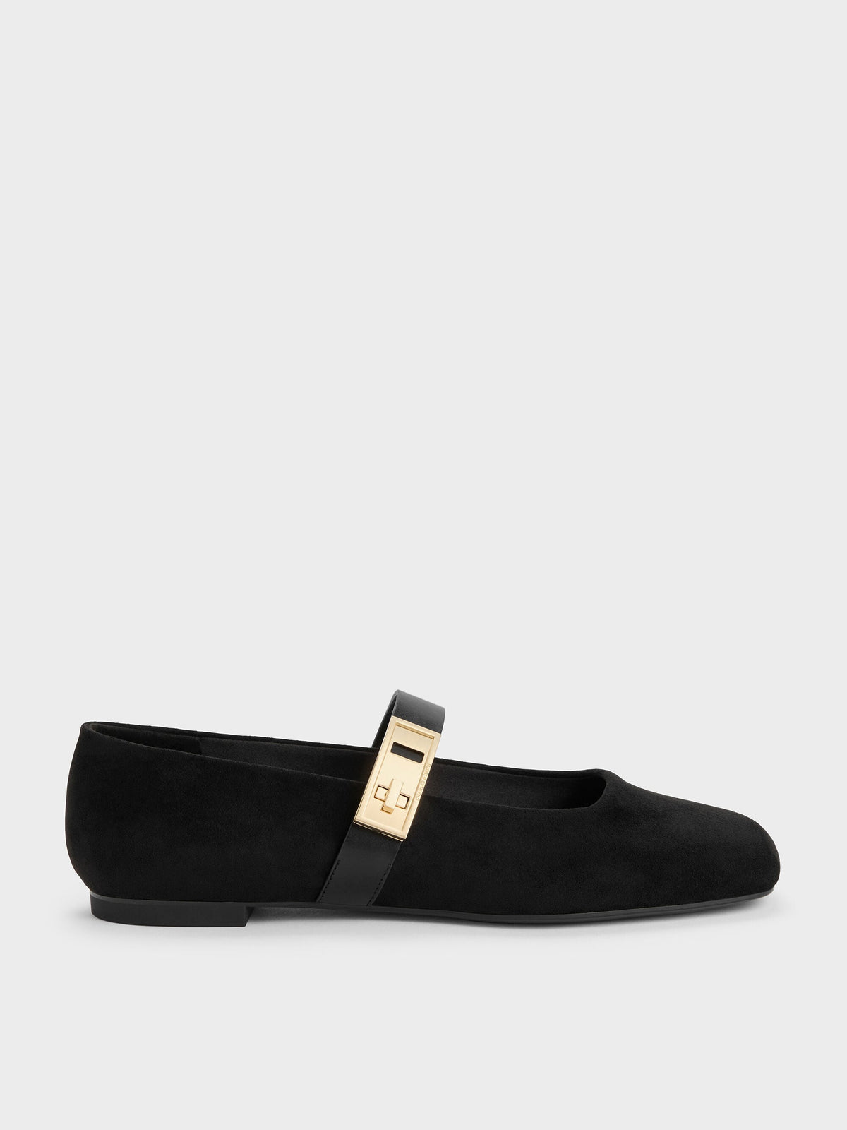CHARLES & KEITH New | Lando Faux Suede Mary Jane Flats - Black2