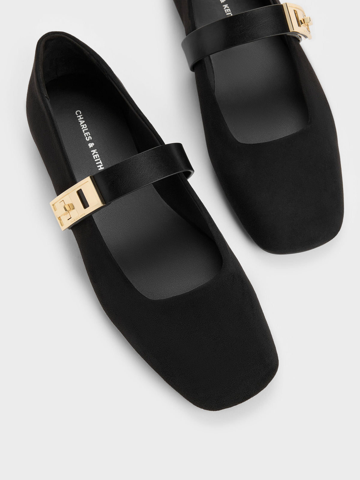 CHARLES & KEITH New | Lando Faux Suede Mary Jane Flats - Black2