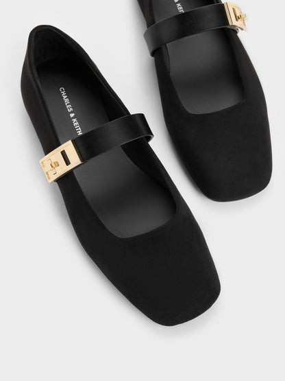 CHARLES & KEITH New | Lando Faux Suede Mary Jane Flats - Black2
