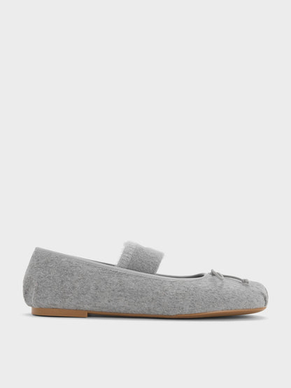 CHARLES & KEITH Popular | Winona Felt Mary Jane Flats - Light Grey