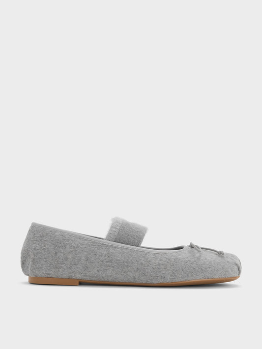 CHARLES & KEITH Popular | Winona Felt Mary Jane Flats - Light Grey