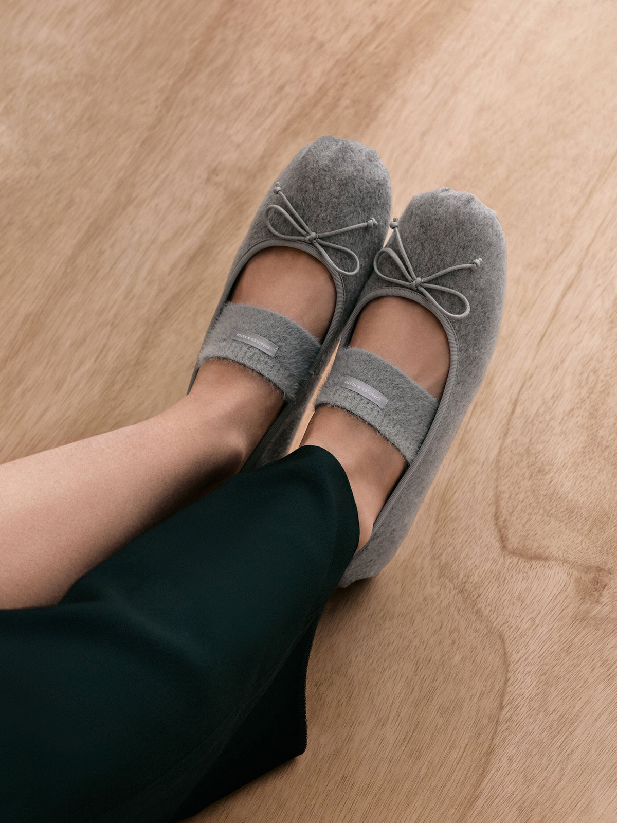 CHARLES & KEITH Popular | Winona Felt Mary Jane Flats - Light Grey