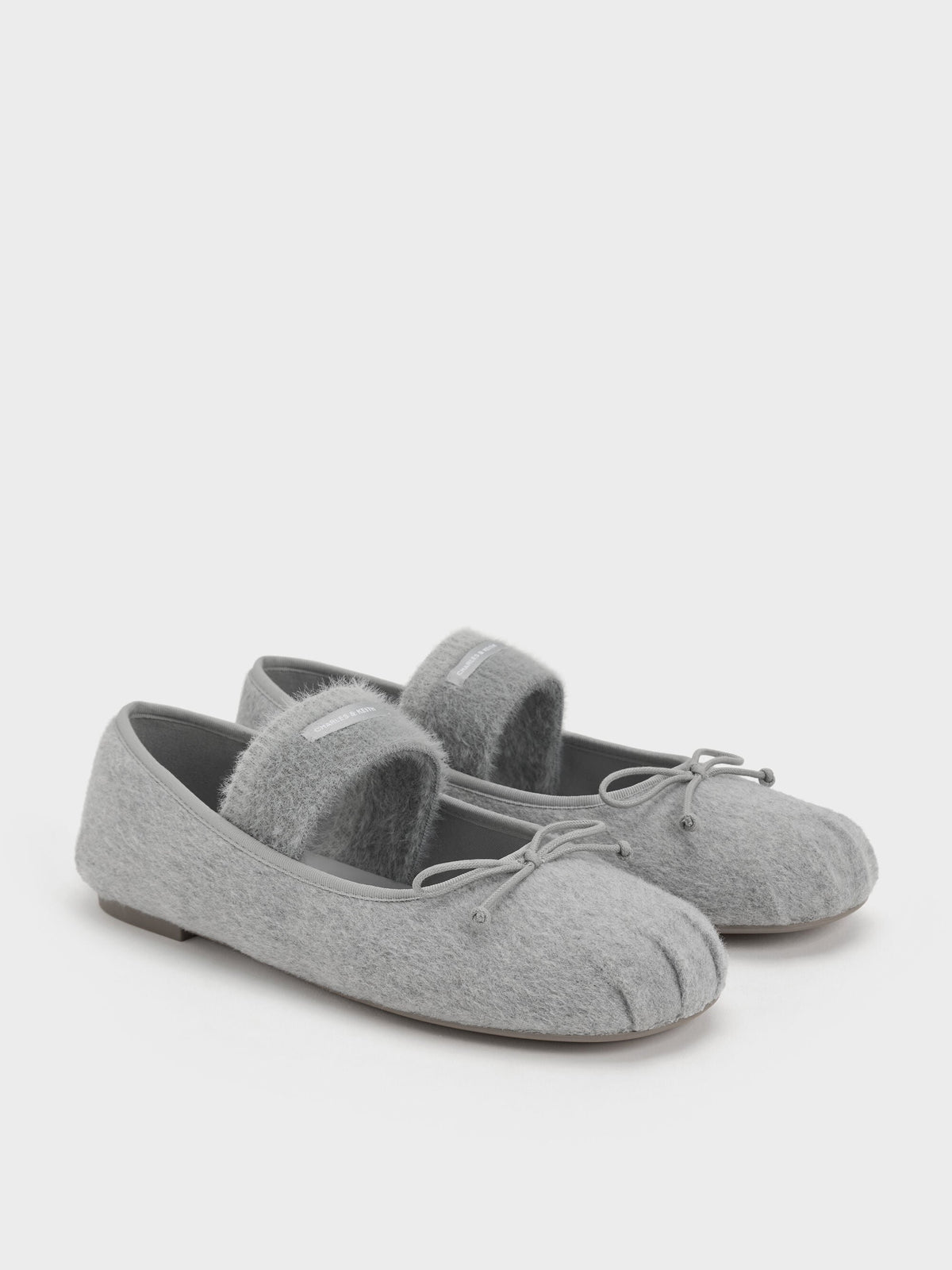 CHARLES & KEITH Popular | Winona Felt Mary Jane Flats - Light Grey
