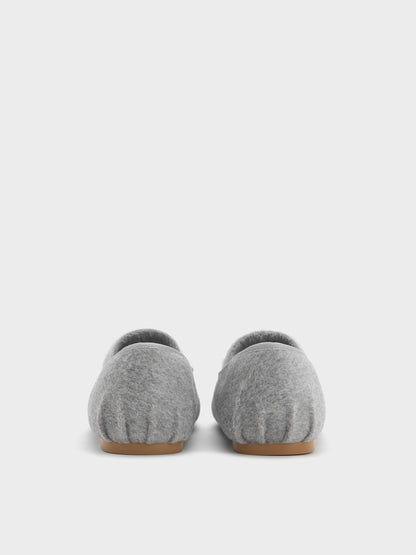 CHARLES & KEITH Popular | Winona Felt Mary Jane Flats - Light Grey