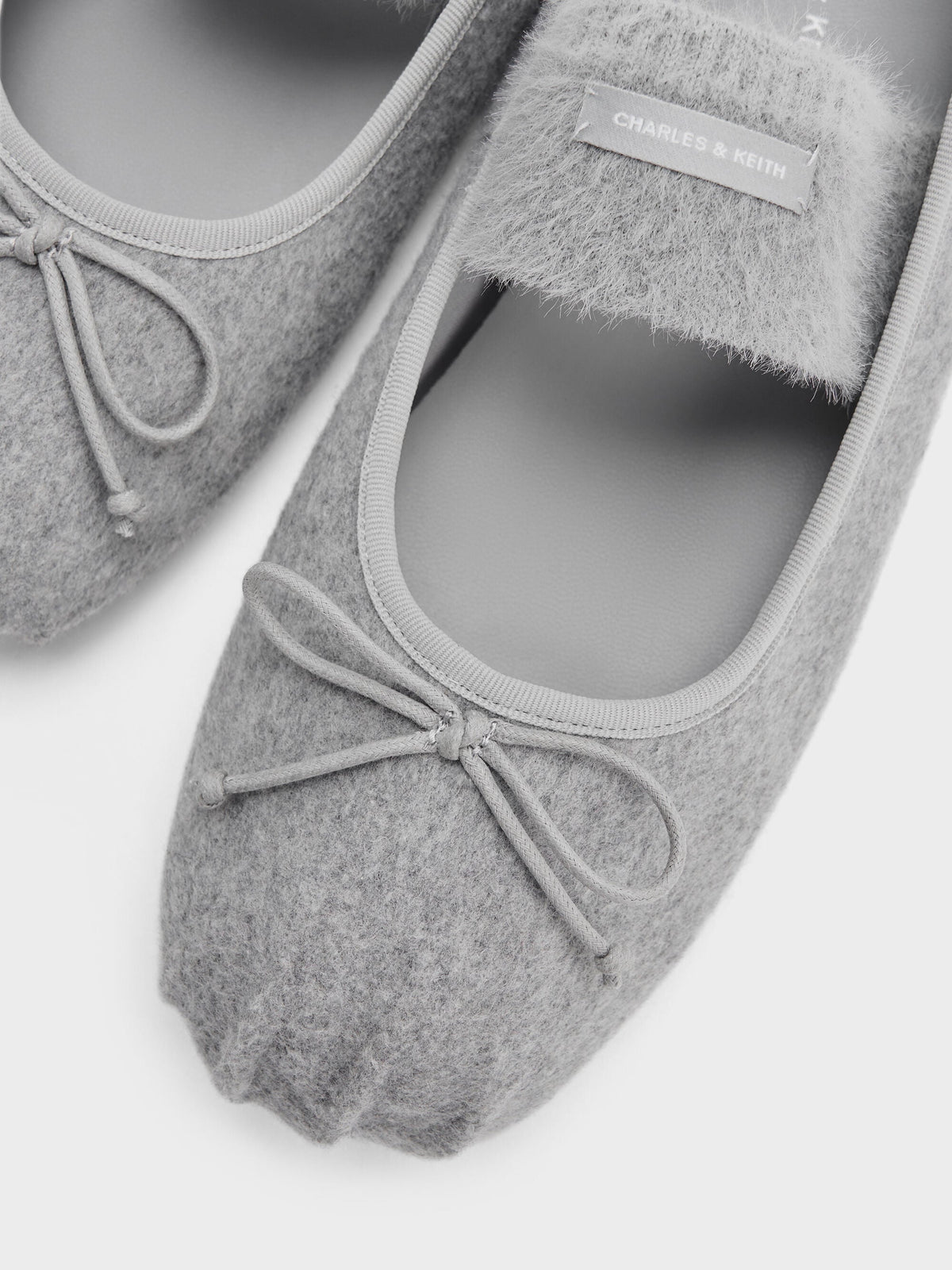 CHARLES & KEITH Popular | Winona Felt Mary Jane Flats - Light Grey