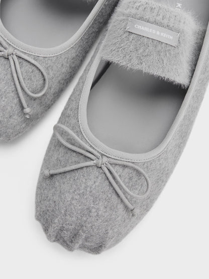 CHARLES & KEITH Popular | Winona Felt Mary Jane Flats - Light Grey