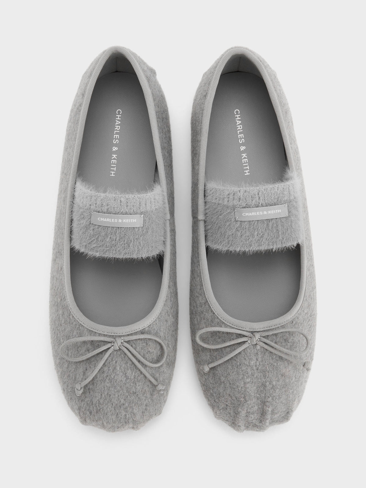 CHARLES & KEITH Popular | Winona Felt Mary Jane Flats - Light Grey