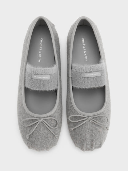 CHARLES & KEITH Popular | Winona Felt Mary Jane Flats - Light Grey