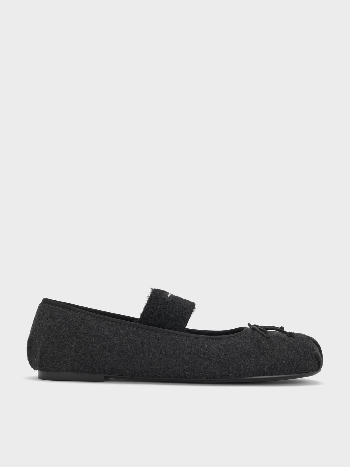 CHARLES & KEITH Hot Sale | Winona Felt Mary Jane Flats - Black Textured
