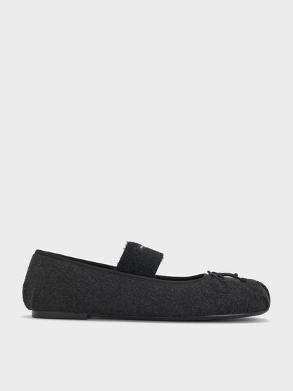 CHARLES & KEITH Hot Sale | Winona Felt Mary Jane Flats - Black Textured