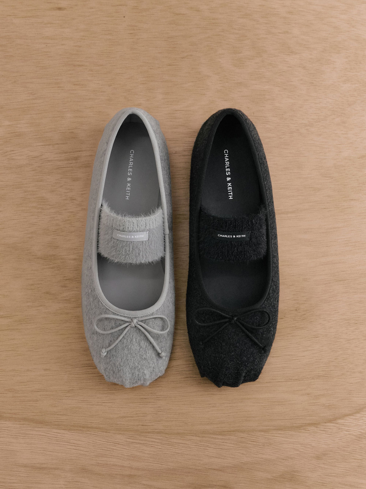 CHARLES & KEITH Hot Sale | Winona Felt Mary Jane Flats - Black Textured