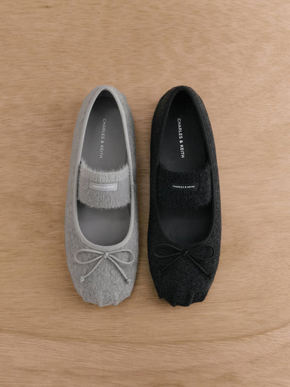 CHARLES & KEITH Hot Sale | Winona Felt Mary Jane Flats - Black Textured