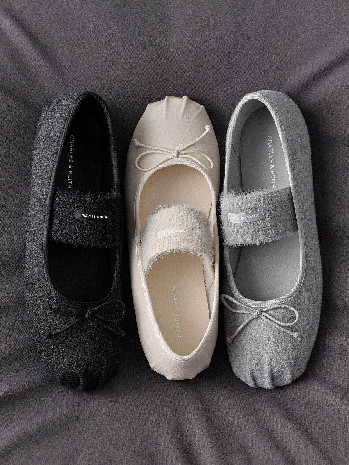 CHARLES & KEITH Hot Sale | Winona Felt Mary Jane Flats - Black Textured