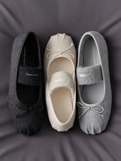 CHARLES & KEITH Hot Sale | Winona Felt Mary Jane Flats - Black Textured