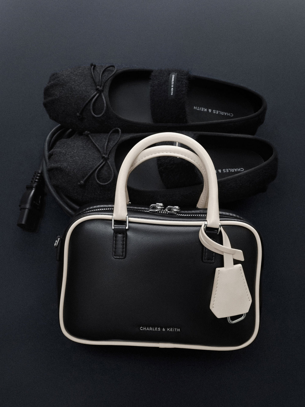 CHARLES & KEITH Hot Sale | Winona Felt Mary Jane Flats - Black Textured