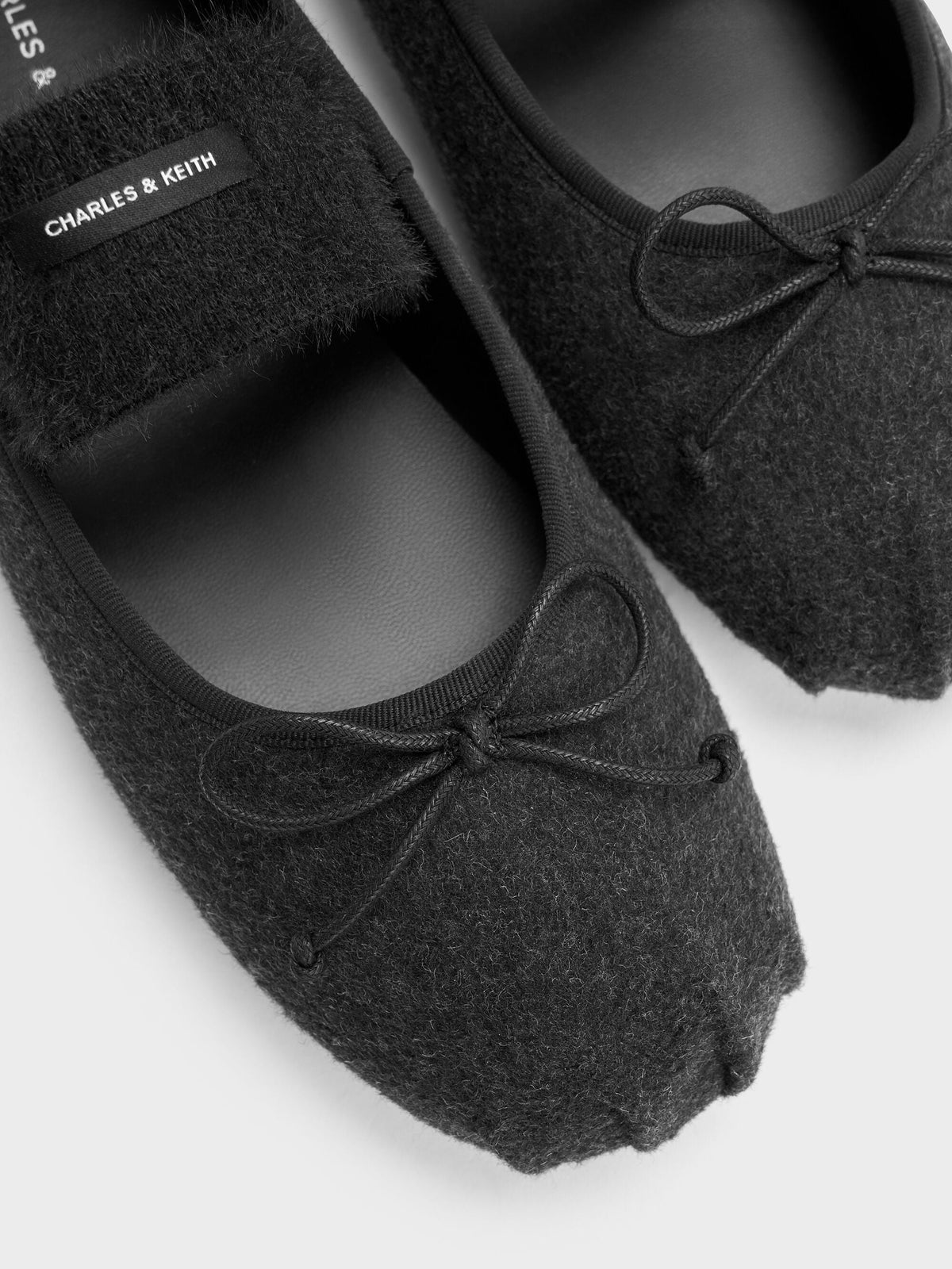 CHARLES & KEITH Hot Sale | Winona Felt Mary Jane Flats - Black Textured