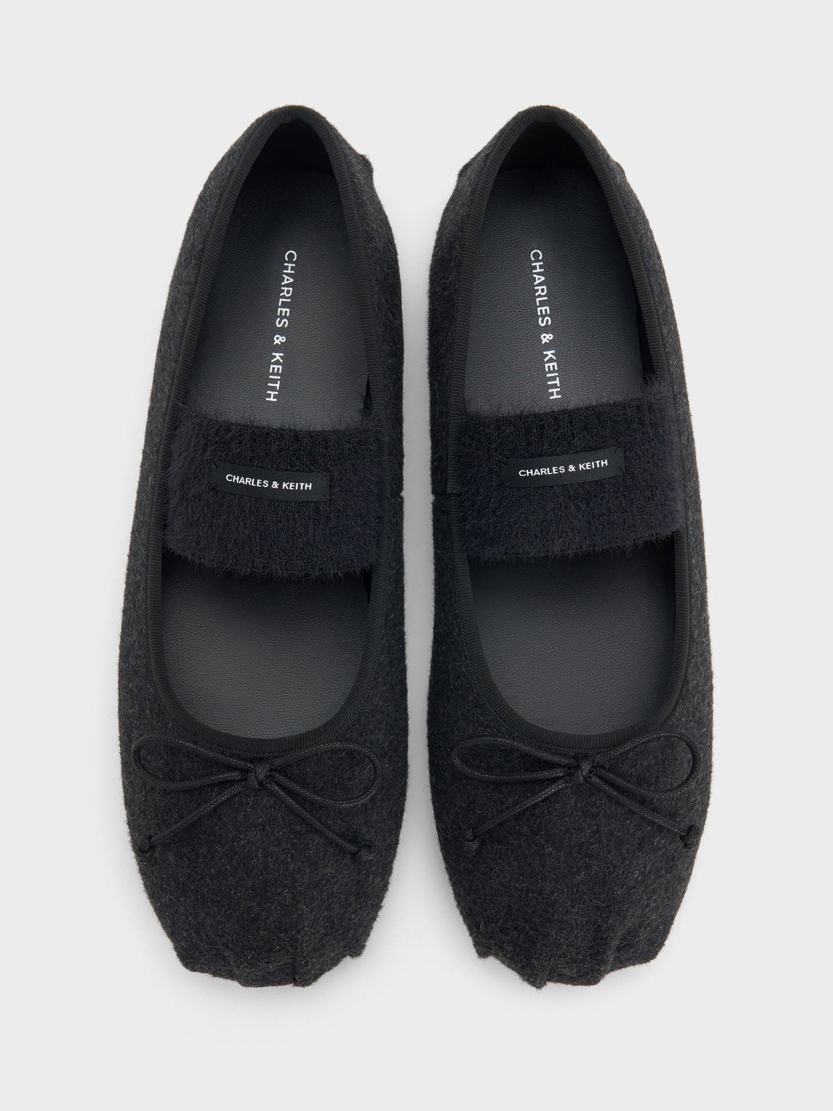 CHARLES & KEITH Hot Sale | Winona Felt Mary Jane Flats - Black Textured