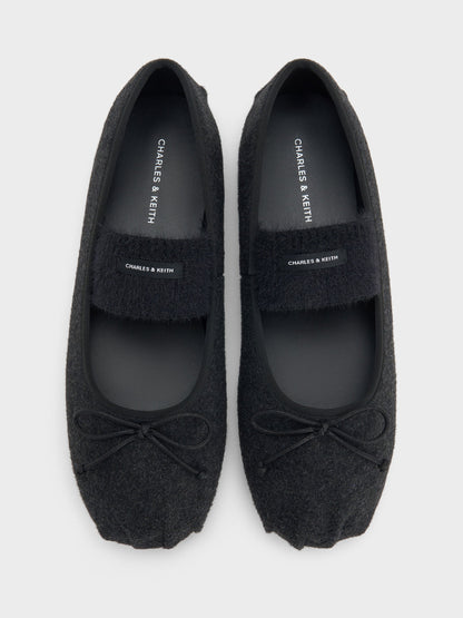 CHARLES & KEITH Hot Sale | Winona Felt Mary Jane Flats - Black Textured