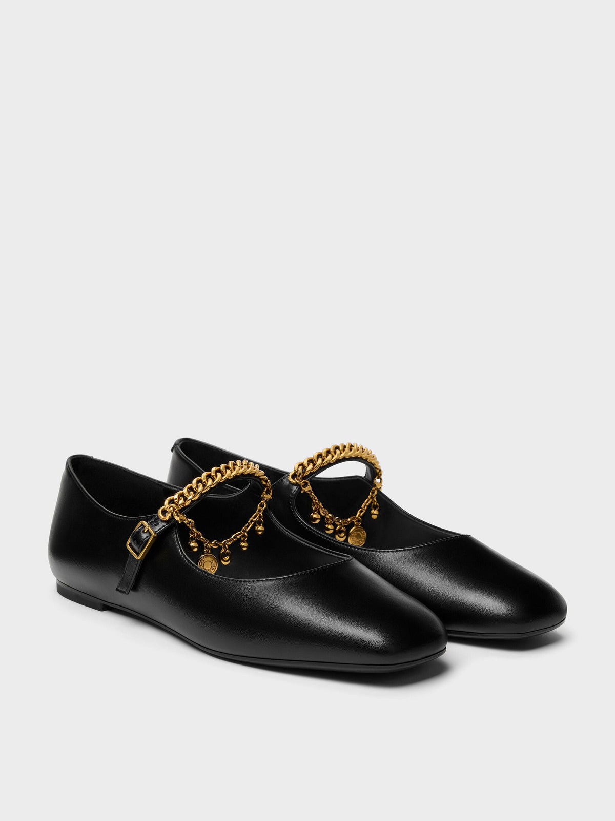CHARLES & KEITH Featured | Double-Chain Charm Mary Jane Flats - Black