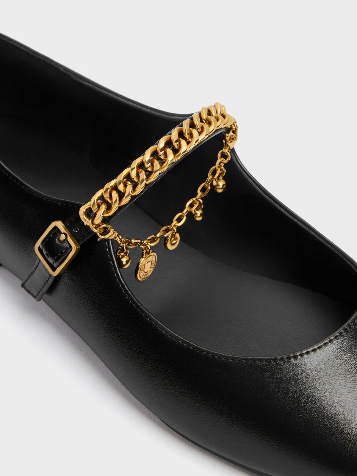 CHARLES & KEITH Featured | Double-Chain Charm Mary Jane Flats - Black