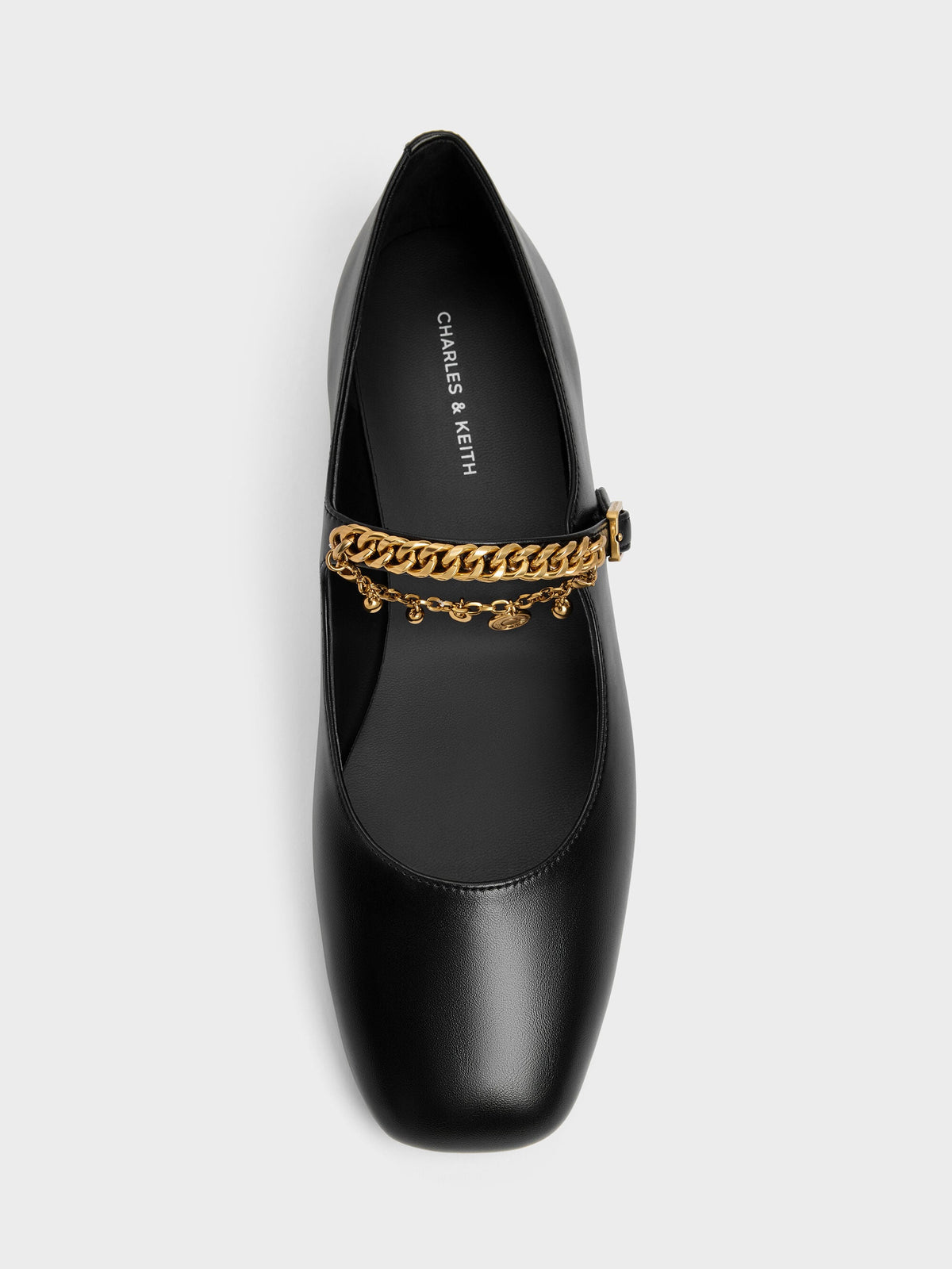 CHARLES & KEITH Featured | Double-Chain Charm Mary Jane Flats - Black