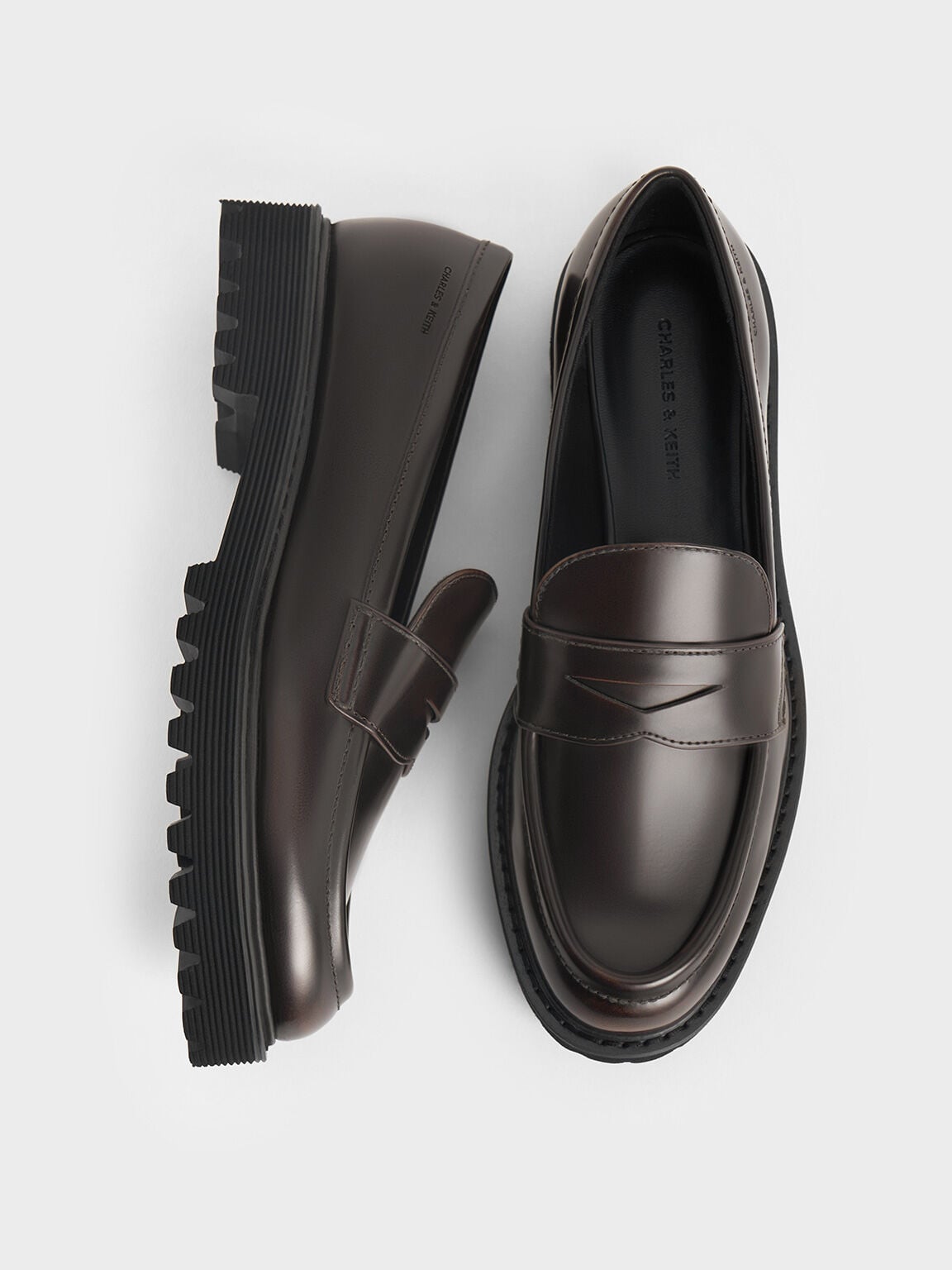 CHARLES & KEITH Exclusive | Kaiya Penny Loafers - Dark Brown