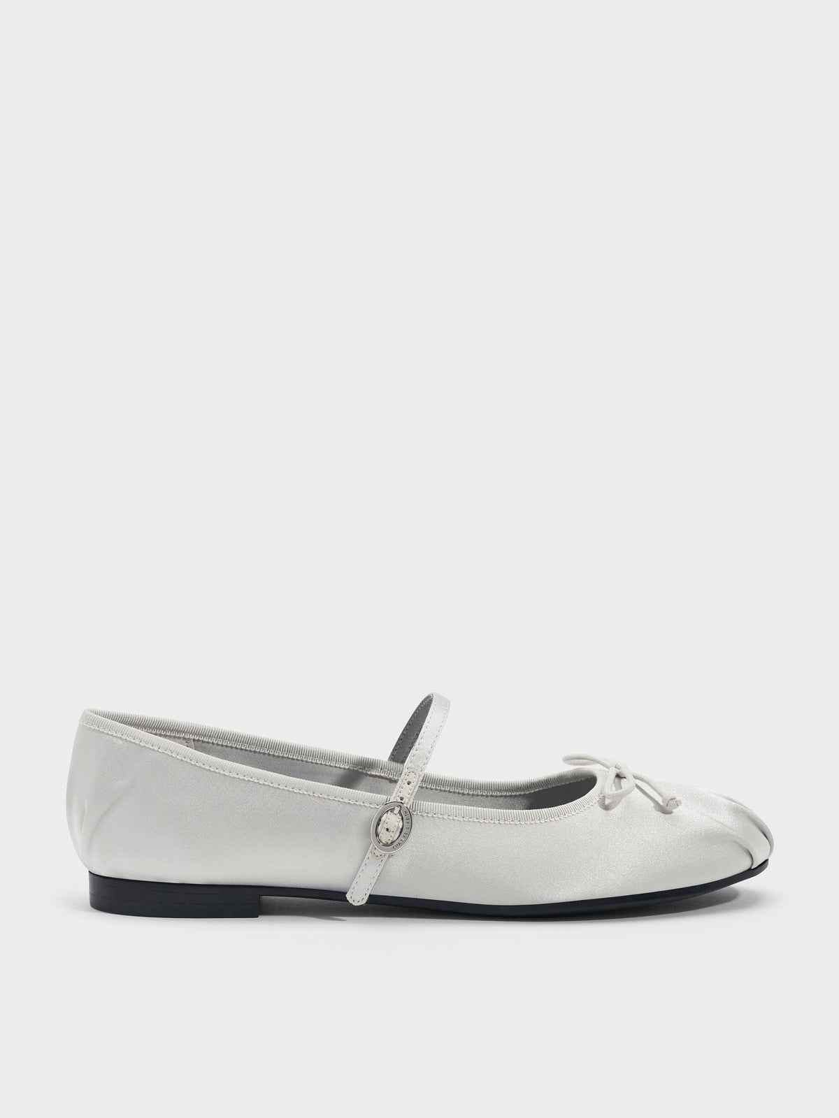 CHARLES & KEITH Smart Buy | Emiko Satin Bow Mary Jane Flats - Silver