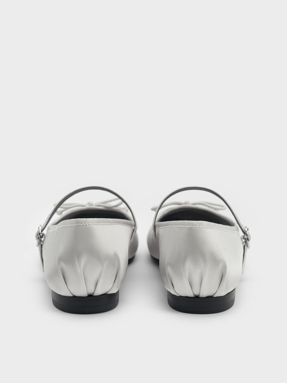 CHARLES & KEITH Smart Buy | Emiko Satin Bow Mary Jane Flats - Silver
