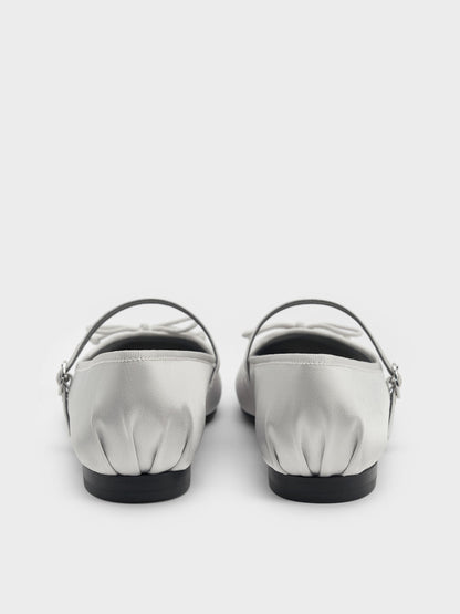 CHARLES & KEITH Smart Buy | Emiko Satin Bow Mary Jane Flats - Silver