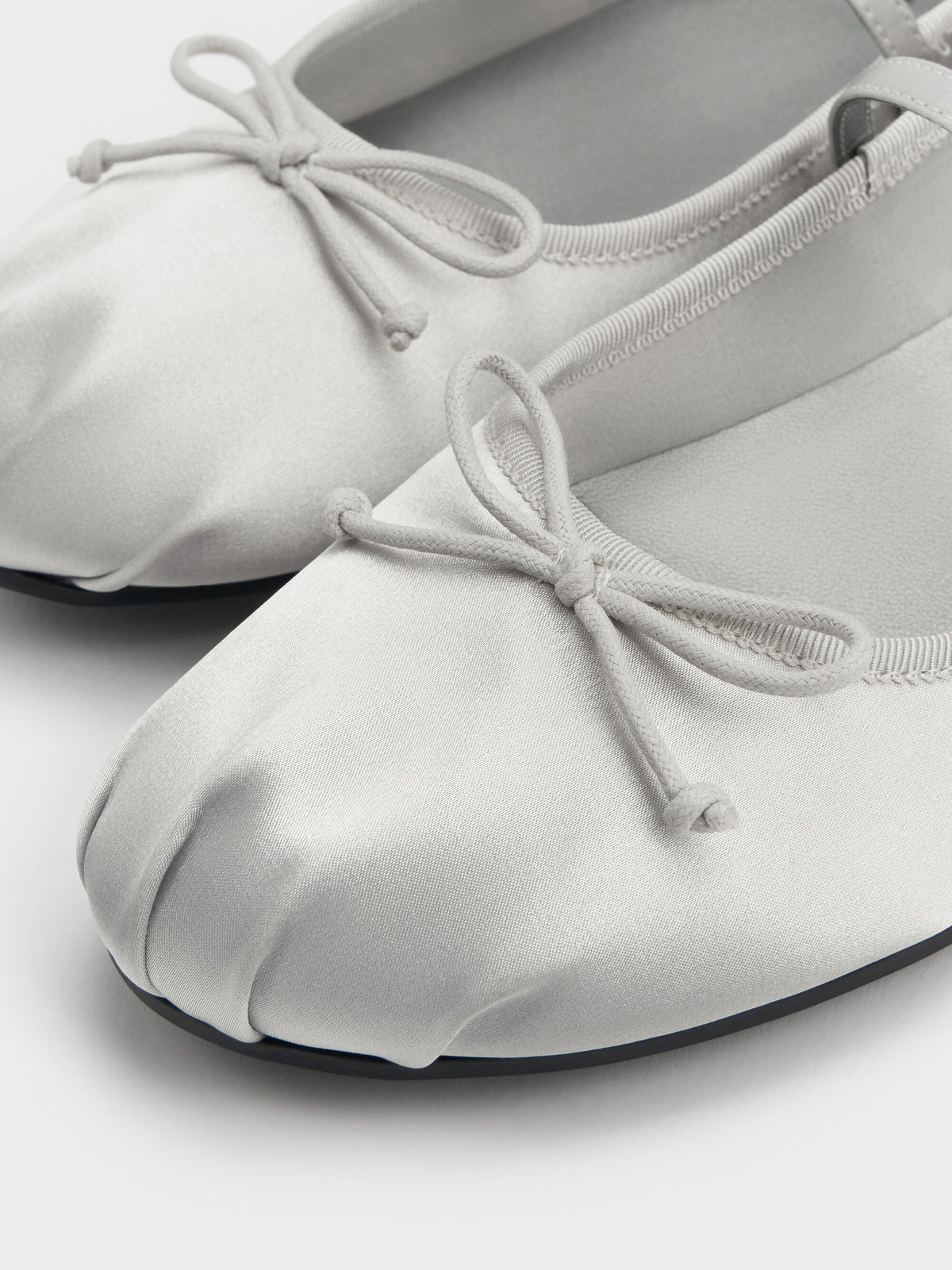 CHARLES & KEITH Smart Buy | Emiko Satin Bow Mary Jane Flats - Silver