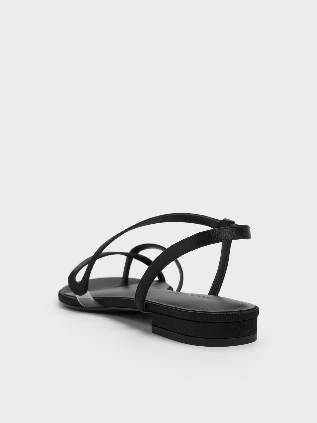 CHARLES & KEITH Great Value | Arden Satin Wavy Toe-Ring Sandals - Black Textured