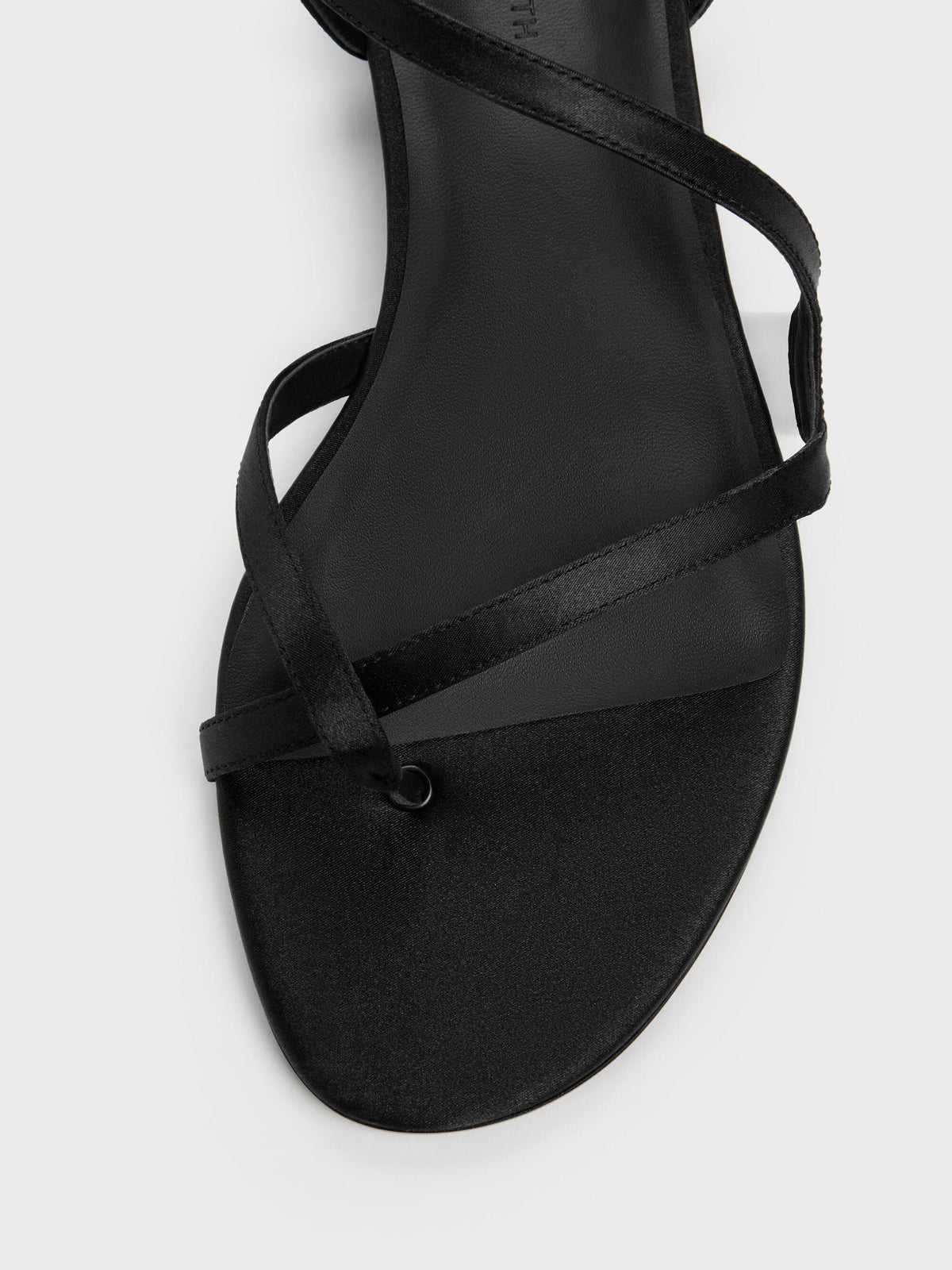 CHARLES & KEITH Great Value | Arden Satin Wavy Toe-Ring Sandals - Black Textured
