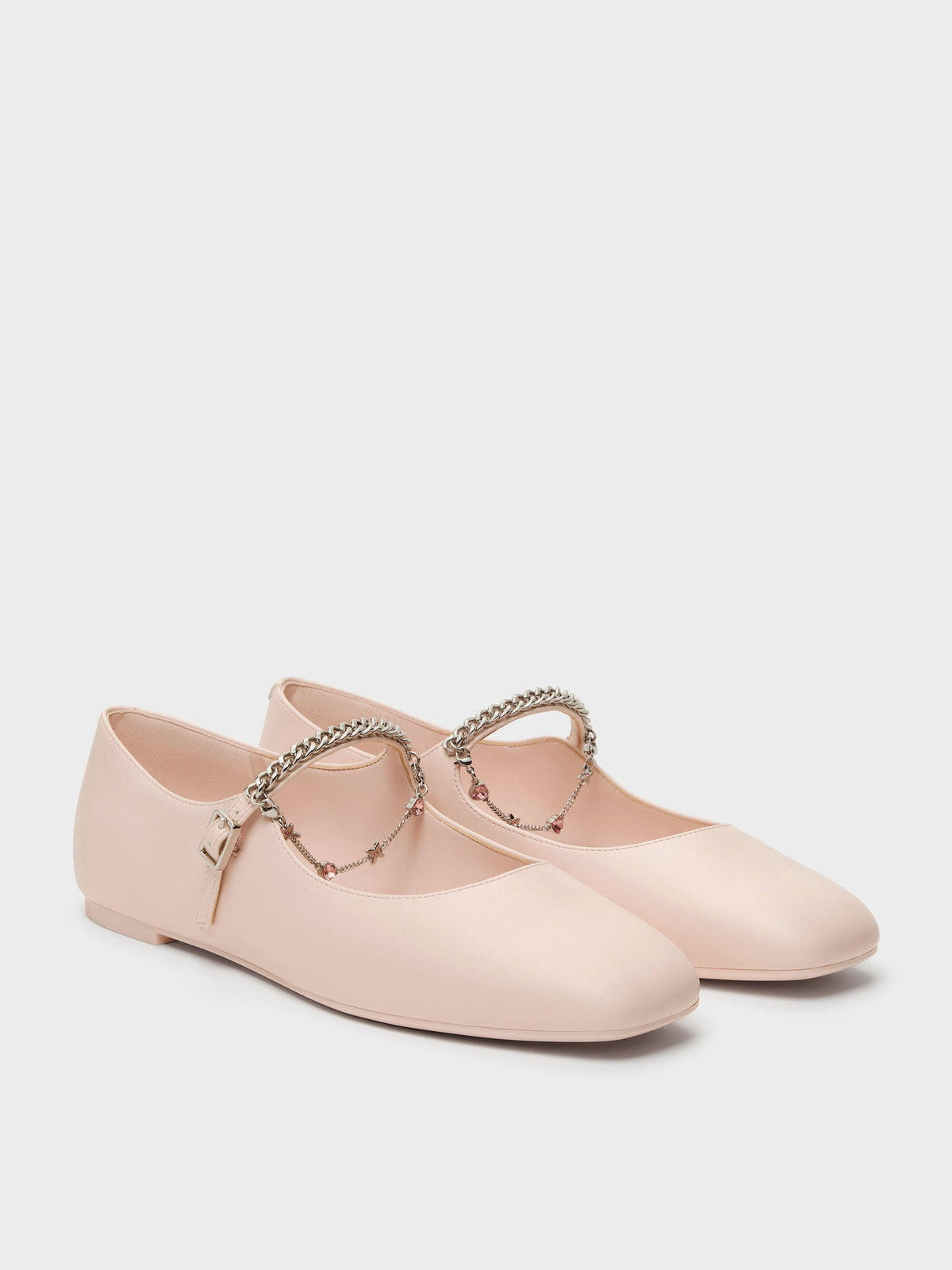 CHARLES & KEITH Popular | Double-Chain Charm Mary Jane Flats - Pink