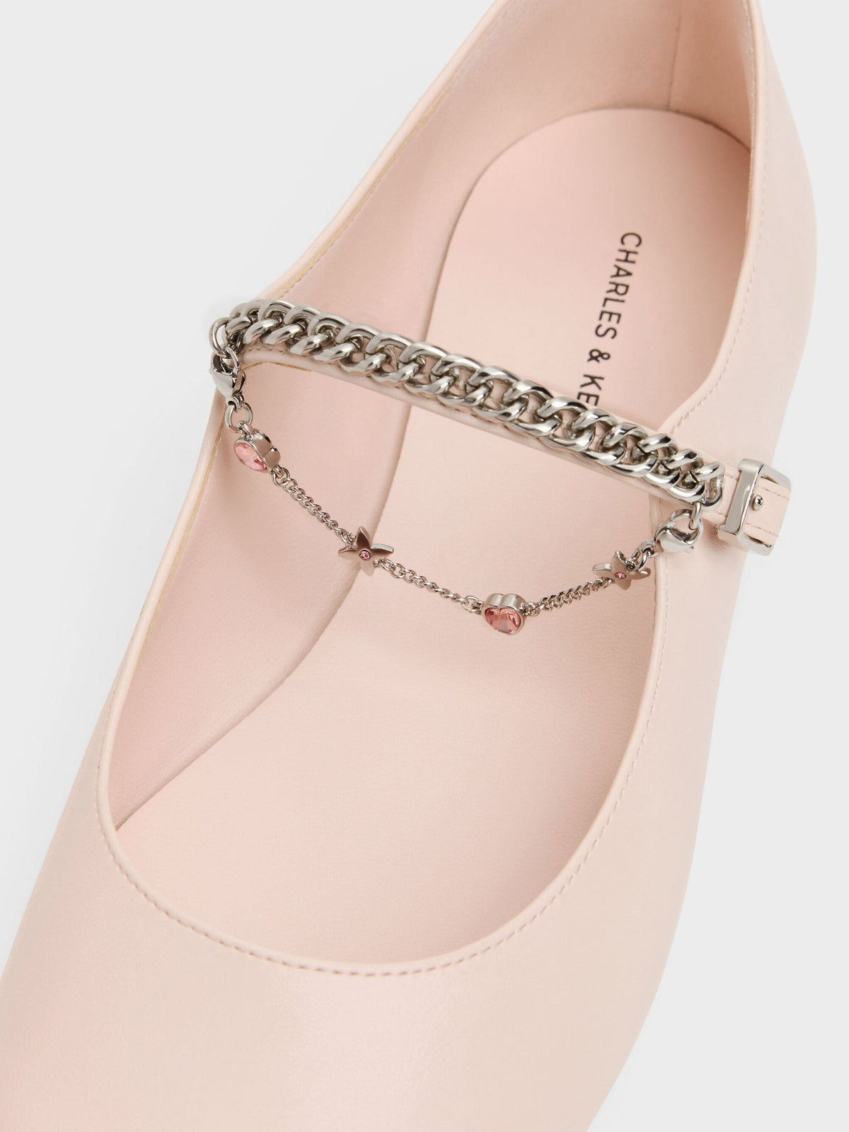 CHARLES & KEITH Popular | Double-Chain Charm Mary Jane Flats - Pink