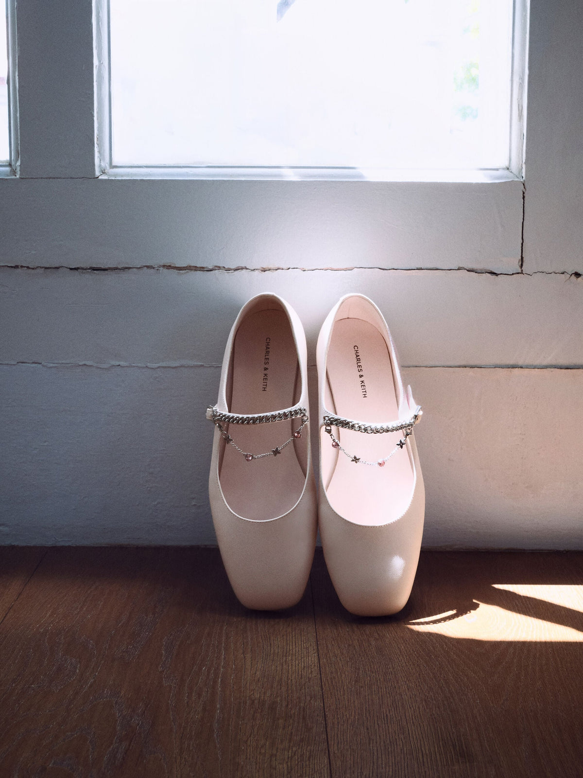 CHARLES & KEITH Popular | Double-Chain Charm Mary Jane Flats - Pink