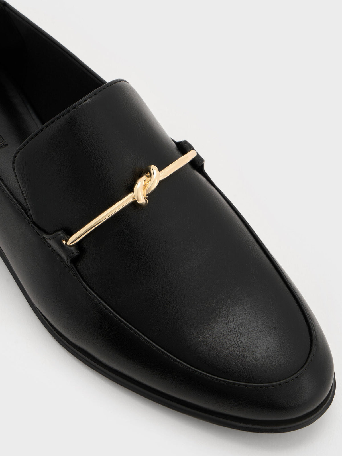 CHARLES & KEITH Featured | Metallic Knot-Bar Loafers - Black