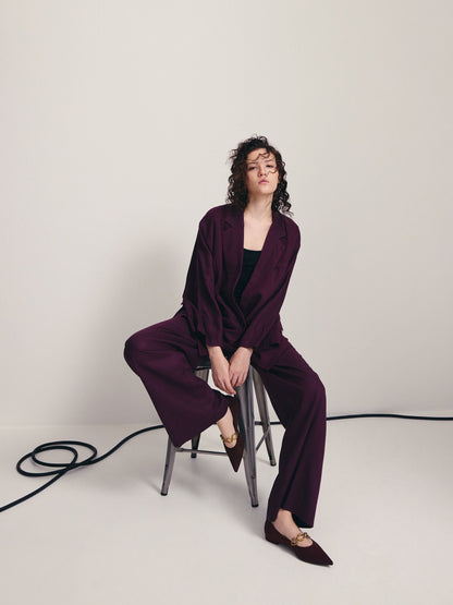 CHARLES & KEITH Latest | Faux Suede Metallic-Accent Ballet Flats - Burgundy