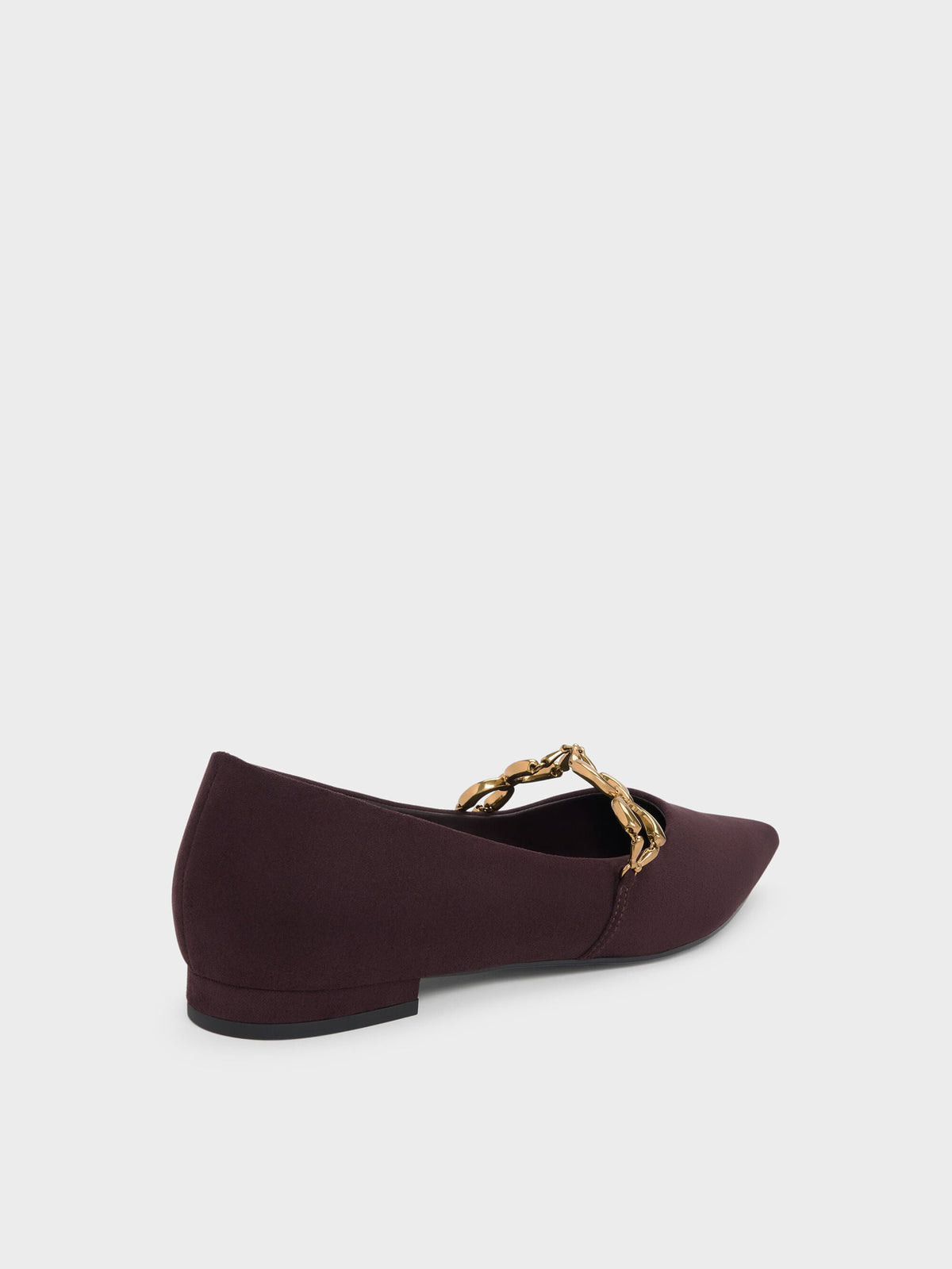CHARLES & KEITH Latest | Faux Suede Metallic-Accent Ballet Flats - Burgundy