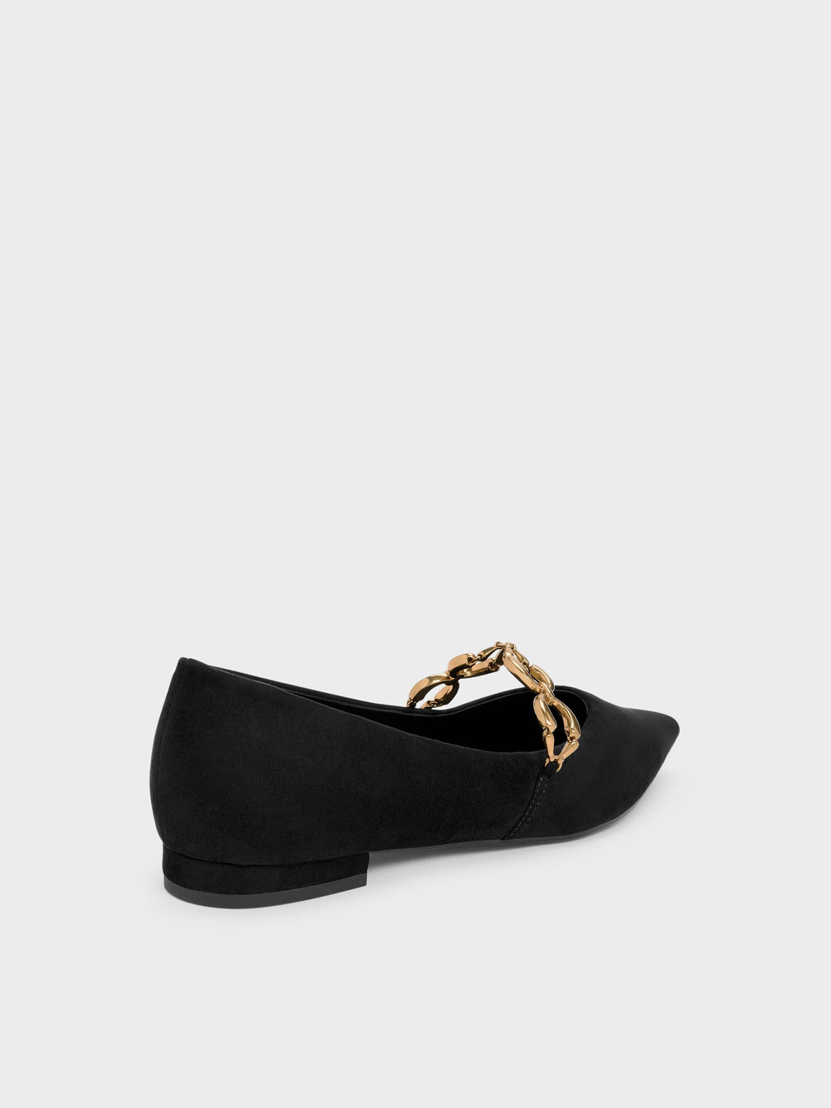 CHARLES & KEITH New | Faux Suede Metallic-Accent Ballet Flats - Black Textured