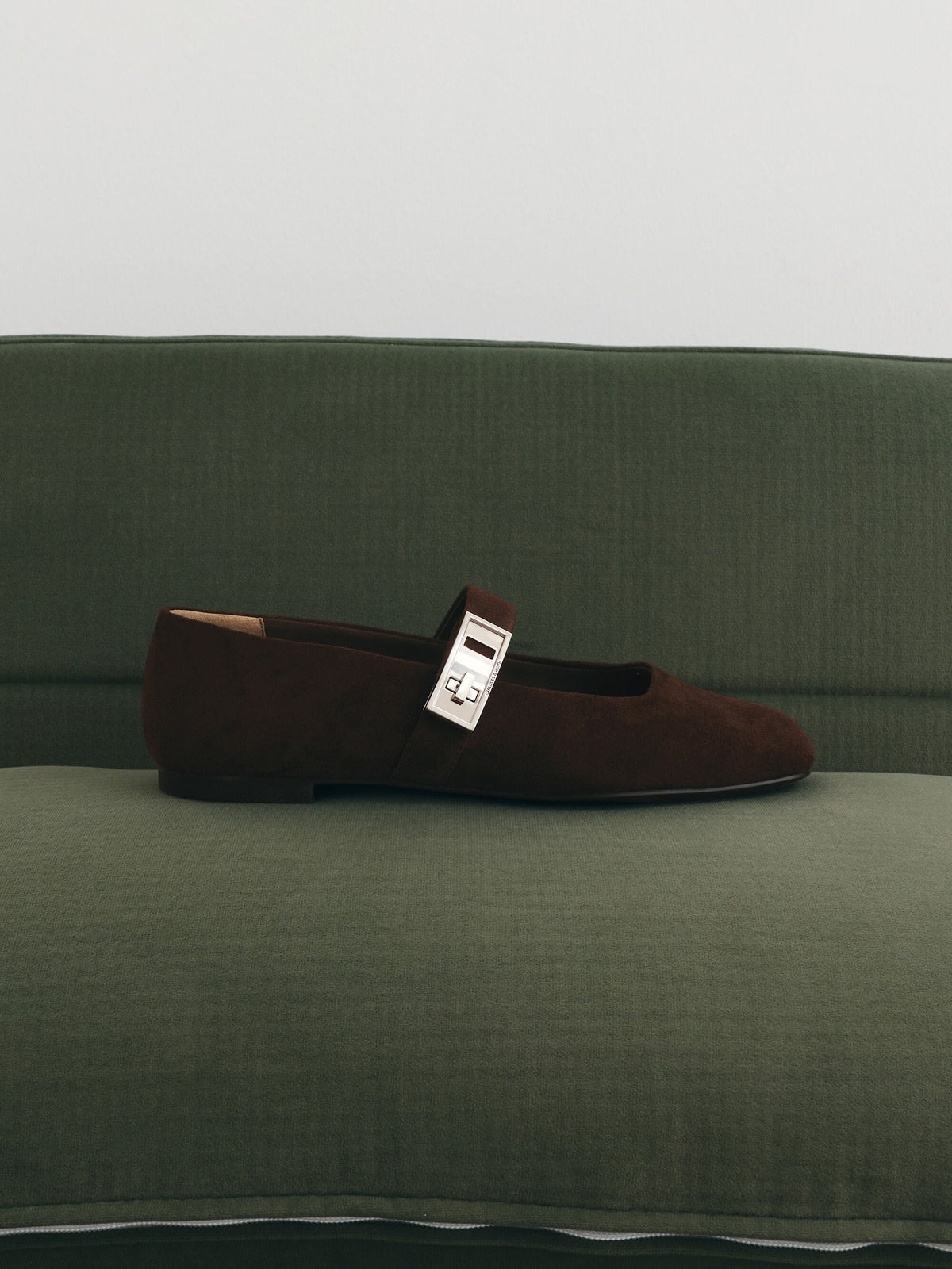 CHARLES & KEITH Value | Lando Faux Suede Mary Jane Flats - Dark Brown Textured