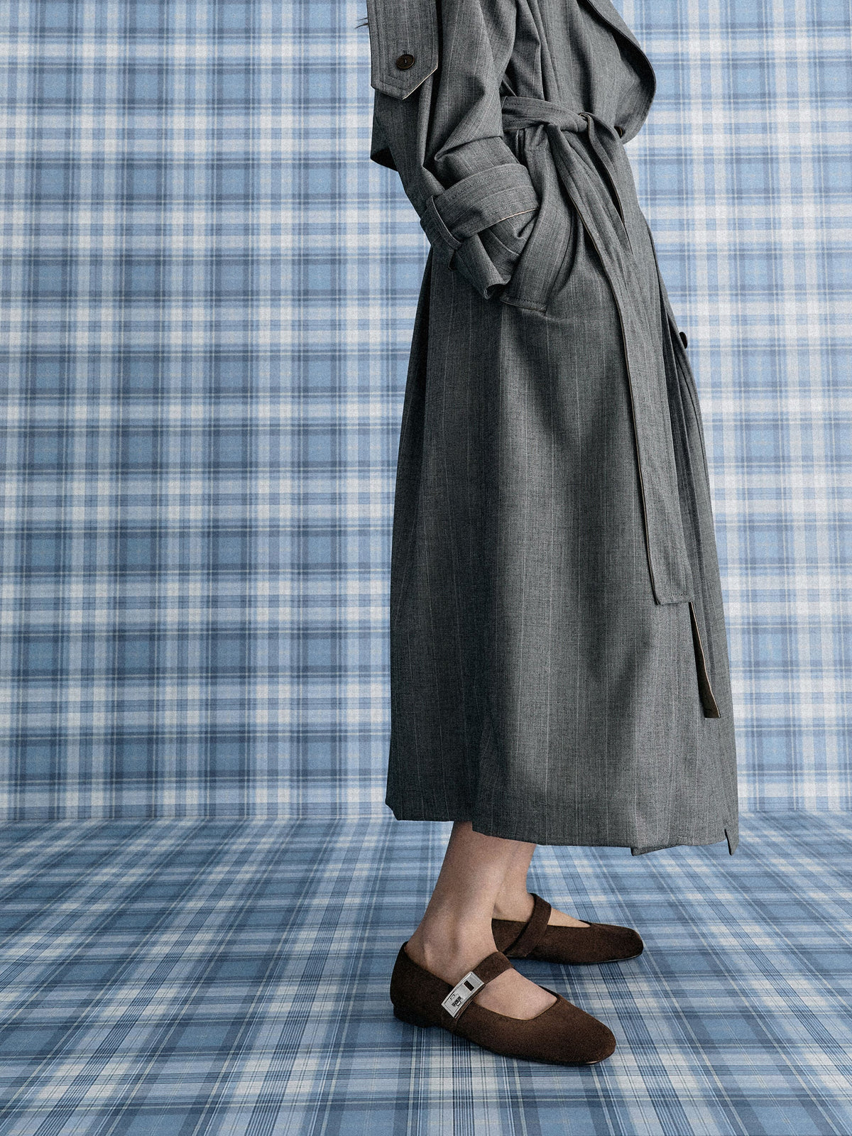 CHARLES & KEITH Value | Lando Faux Suede Mary Jane Flats - Dark Brown Textured